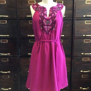ARK & Co. Fuchsia Embroidered Yoke Dress - S